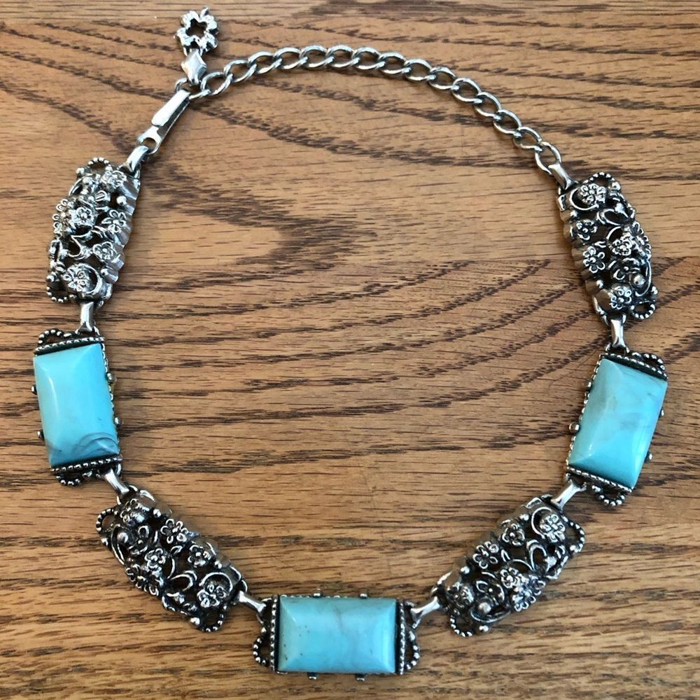 Faux Turquoise Choker Necklace | 16” Max Length